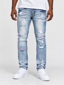 Makobi Modena light wash denim jeans, slim fit style, shown in the product image with classic five-pocket design.