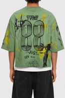 STORM88 KORA Washed 3/4 Sleeve Crop Top Tee - S/N Jersey In Light Green ST8-013