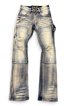 Spark 'Carpenter Pannel' Stacked Flared Denim in Rustic Blue