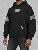Pro Standard San Francisco 49ers black reverse French terry fleece hoodie with team logo and design details.