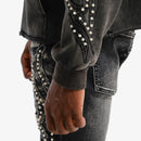 VOYAGE STUDIO 'Hustle Humble' Terry Cropped Hoodie (Washed Black) 53J14