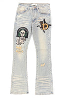KDNK ‘Patch & Print’ Skinny Flare Pants(Blue) KND4822 - FRESH N FITTED