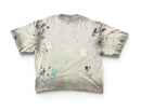RARE PEACE 'Painted' Oversized Rhinestone Cropped Tee in Light Grey