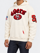 Pro Standard San Francisco 49ers eggshell hoodie with team logo and "Best Of" design, casual and comfortable athletic wear.