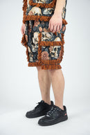 Rebel Minds 'Skulls' Tapestry Shorts (Orange) 641-994 - FRESH N FITTED