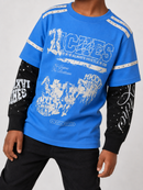 Elite Denim Kids 'Riches' Embellished Thermal Tee in Blue