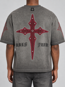 Men’s Rebel Denim 'TRVST' Oversized French Terry T-shirt in Grey