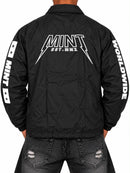 Men's Mint World Tour black button-up windbreaker jacket with mint accents, lightweight and stylish outdoor outerwear.
