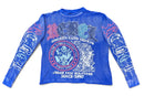 Rebel Minds 'Dreams' Long Sleeve Thermal Shirt w/Rhinestones in Royal