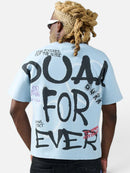 DUAA 'We Love' Rhinestone T-Shirt in Blue