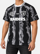 Black and gray Pro Standard Las Vegas Raiders Ultras poly all-over print T-shirt with team logo and design details.