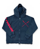 Protector and Maintainer 'FTMH' Cropped Zip Up in Copper Black
