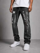 FWRD 'Eroded' Relaxed Straight Denim in Washed Black