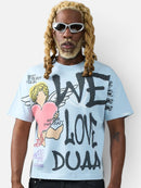 DUAA 'We Love' Rhinestone T-Shirt in Blue
