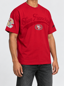 Red Pro Standard San Francisco 49ers Living Large drop shoulder t-shirt with team logo and bold graphics on the front.