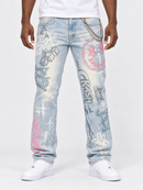 Smoke Rise Smiley Doodle Denim (Kori Blue) JP26S425