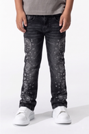 BLACK LIGHT Kids 'Applique' Slim Fit Denim in Black