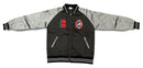 Men's Mint Lone Wolf zip-up jacket in black, featuring a stylish design and comfortable fit, displayed on a hanger.