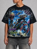 Majestik 'Unlimited Roaming' Garment Dyed Rhinestone T-Shirt in Black