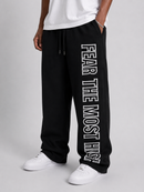 Protector and Maintainer 'FTMH' Flared Nylon Track Pants in Black/White