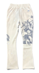 Highly Undrtd 'Divine Aura' Stacked Joggers in Ivory