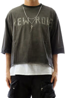 Kleep 'New Role' Premium Heavy Garment Cropped T-Shirt With Detachable Neckless(Grey) KT190S - FRESH N FITTED