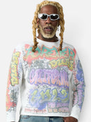 DUAA 'Street' Rhinestone Long Sleeve Thermal Shirt in White