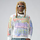 DUAA 'Street' Rhinestone Long Sleeve Thermal Shirt in White