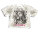 Rebel Minds 'Blessed' Rhinestone Cropped T-Shirt in White