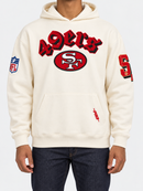 Pro Standard San Francisco 49ers eggshell hoodie with team logo and 'Best Of' design, casual athletic apparel for fans.