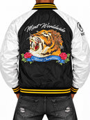 Men's Mint 'World Champions' black zip-up jacket with branding and sporty design.
