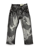 FWRD Kids Denim 'Dove' Relaxed Straight Denim in Washed Black