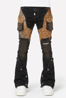 Guapi 'Cowhide' Cargo Stacked Premium Denim in Brown
