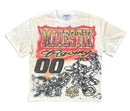Majestik 'Road' Garment Dyed Rhinestone T-Shirt in Cream