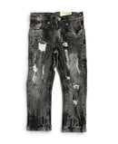 FWRD Kids Denim 'Eroded' Relaxed Straight Denim in Washed Black