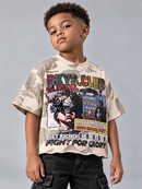 BKYS KIDS 'Global King' Oversized Cropped T-Shirt in City Camo