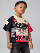 BKYS KIDS 'League' Oversized Cropped T-Shirt in Black/Multi