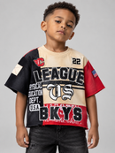 BKYS KIDS 'League' Oversized Cropped T-Shirt in Black/Multi
