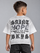 BKYS KIDS 'Saint' Oversized Cropped T-Shirt in White