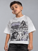 BKYS KIDS 'Saint' Oversized Cropped T-Shirt in White