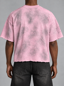 BKYS Mens ‘Born Again' Oversized Cropped T-Shirt in Pink