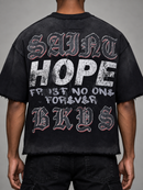 BKYS Mens ‘Saint’ Oversized Cropped T-Shirt in Black