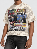 BKYS Mens ‘Global King' Oversized Cropped T-Shirt in Cream Camo