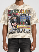 BKYS Mens ‘Global King' Oversized Cropped T-Shirt in Cream Camo