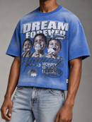 BKYS Mens ‘Ice Cream' Oversized Cropped T-Shirt in Blue