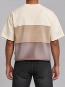 BKYS Mens ‘Saint Tears' Oversized Cropped T-Shirt in Beige
