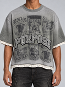 BKYS Mens ‘World Hustle' Oversized Cropped T-Shirt in Grey