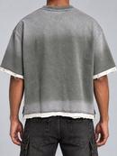 BKYS Mens ‘World Hustle' Oversized Cropped T-Shirt in Grey