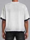 BKYS Mens ‘World Hustle' Oversized Cropped T-Shirt in White