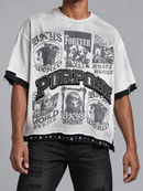 BKYS Mens ‘World Hustle' Oversized Cropped T-Shirt in White